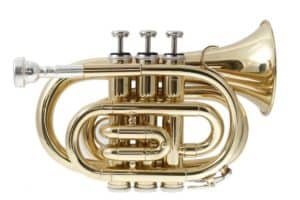 A golden pocket trumpet