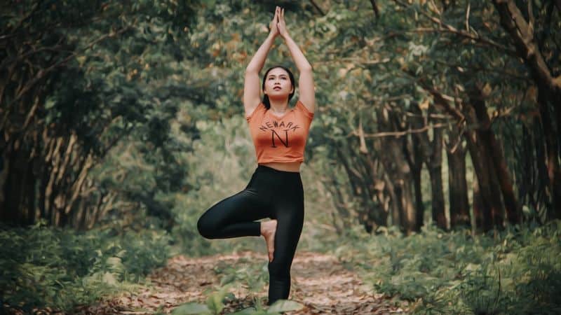 Woman relaxing with yoga