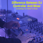 DJ using a controller and mixer
