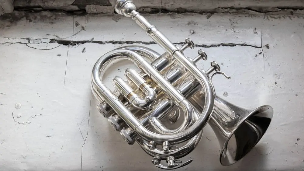 A silver pocket trumpet