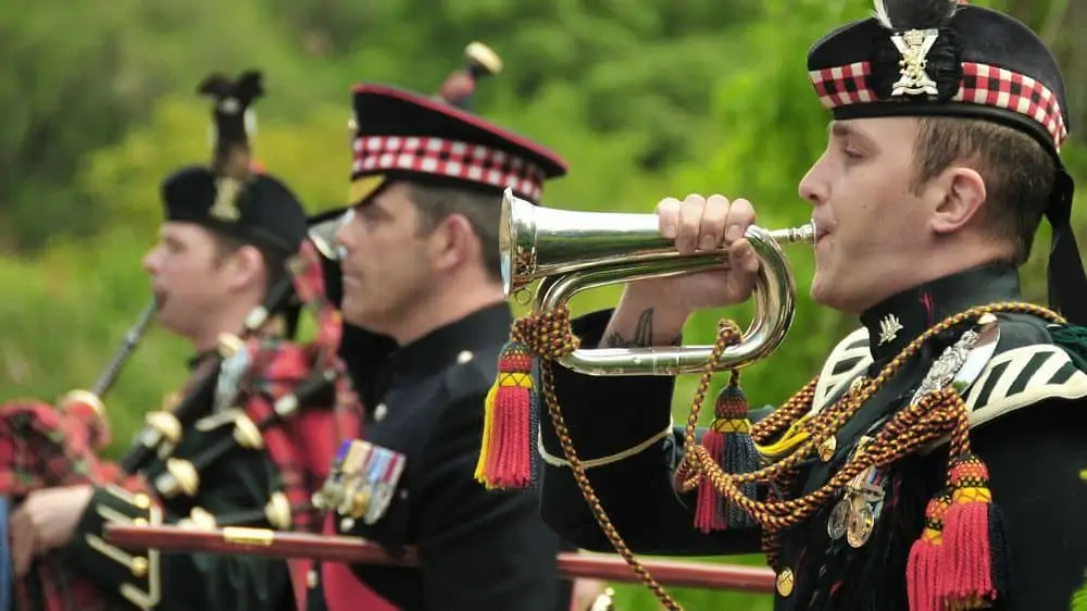 british soldier playing bugle