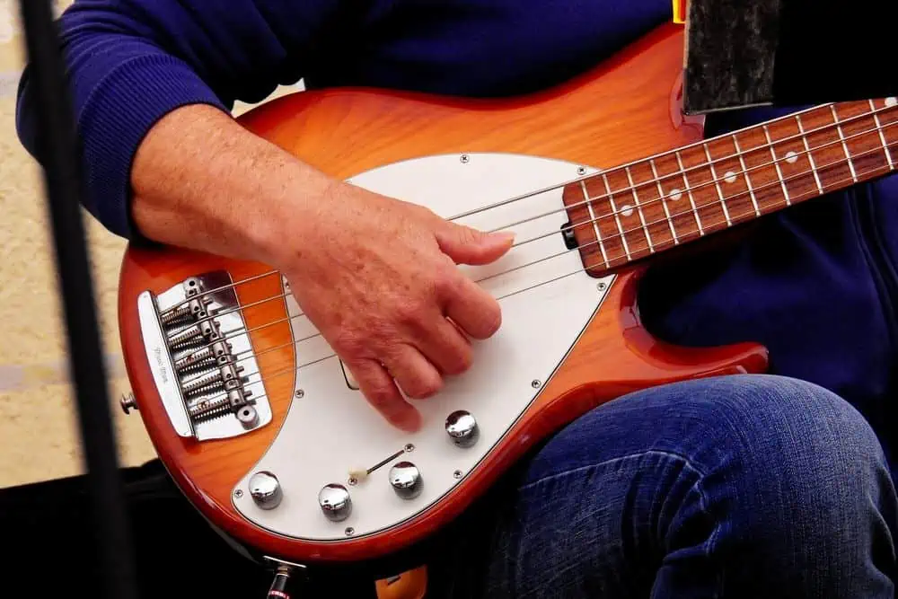 plucking bass strings for tuning