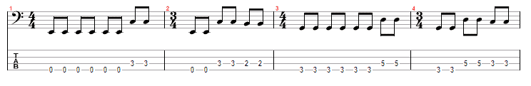 bass exercise for time signature shifts