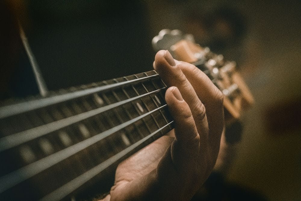 clean bass guitar fingerboard